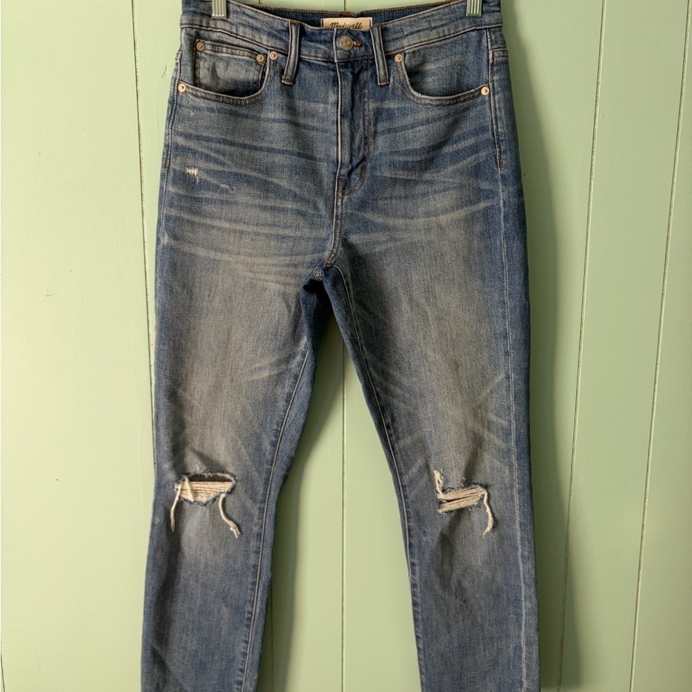 Madewell womens jeans denim high rise slim boy jean size 27 distressed - Picture 3 of 5